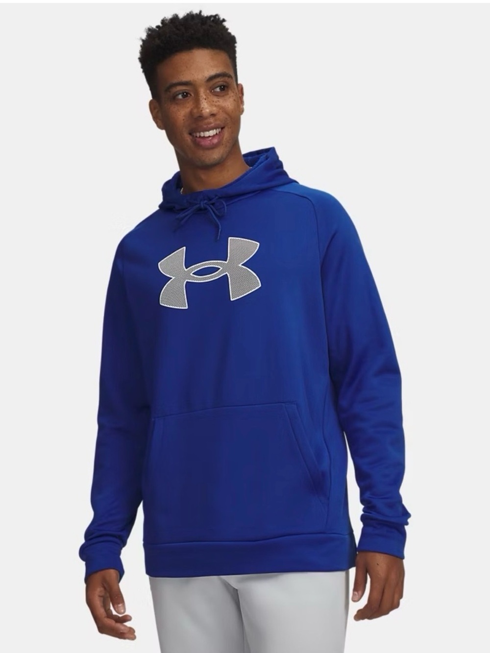 Under Armour Men’s Blue Pullover Hoodie with Silver Logo